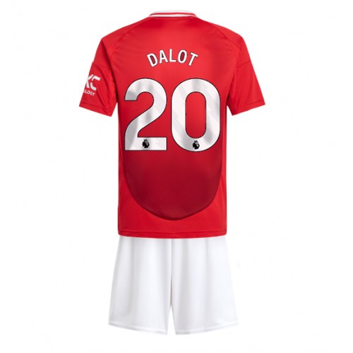 Fotbalové Dres Manchester United Diogo Dalot #20 Dětské Domácí 2024-25 Krátký Rukáv (+ trenýrky)